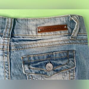 LOW RISE VINTAGE Almost Famous Light Blue Denim Shorts with flap pockets SIZE 0